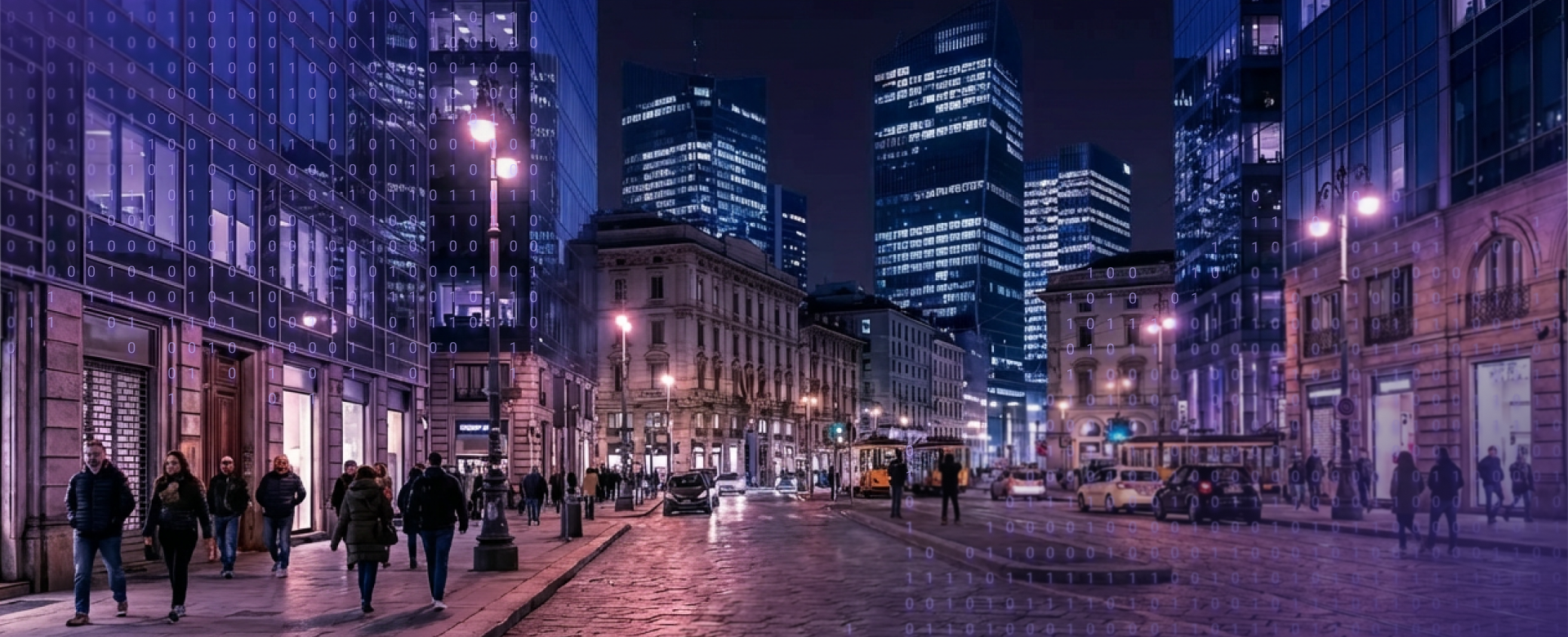 Urbane Infrastruktur und Beleuchtung bei Nacht