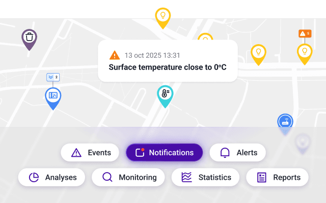 Informationsansicht in der Benutzeroberflaeche zur Fahrbahntemperatur
