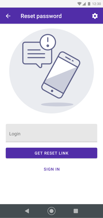 Ekran odzyskiwania hasła w aplikacji mobilnej Urban